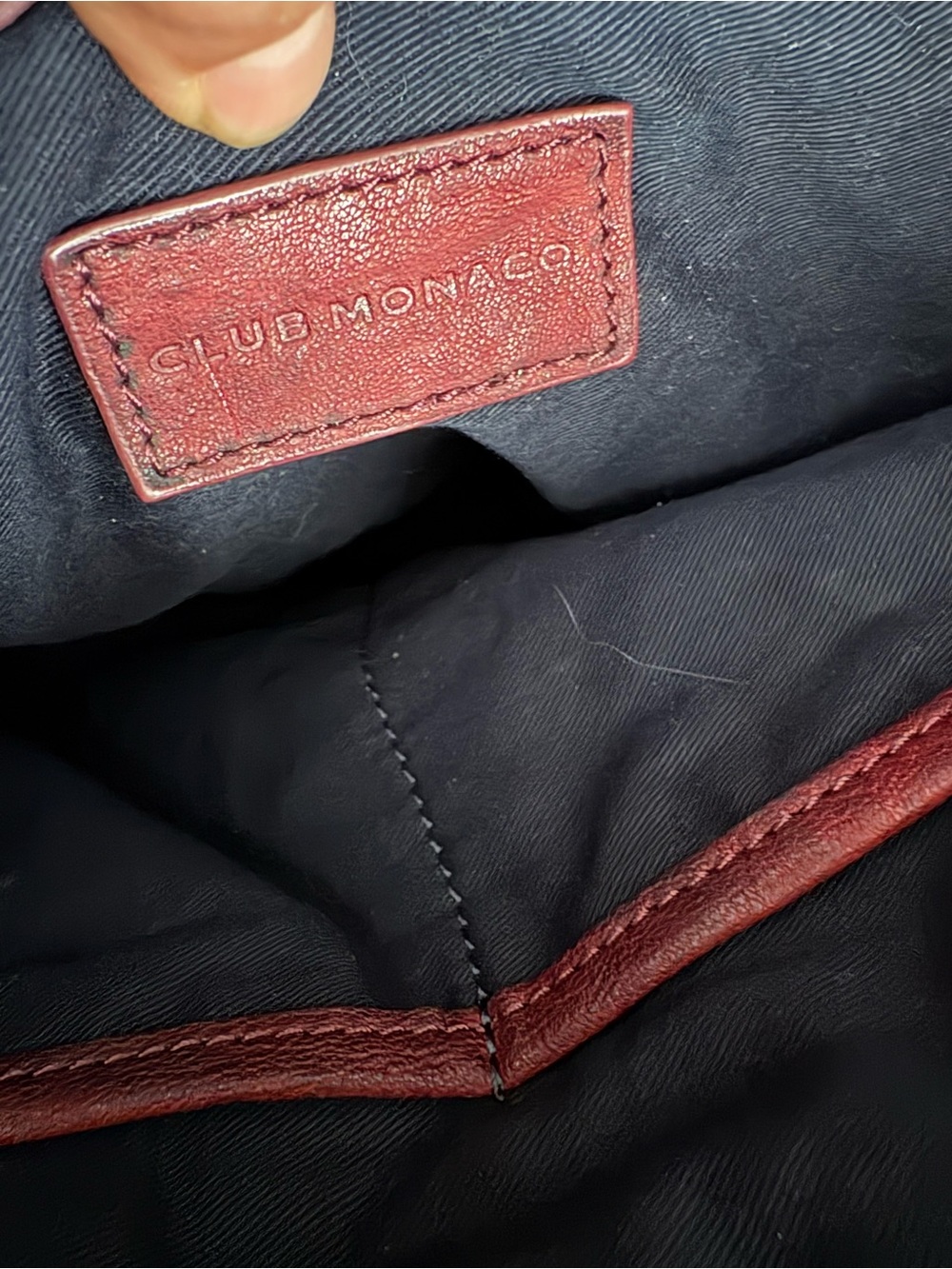 Club Monaco Burgundy Suede Leather Shoulder Bag with Leather Trim - Picture 9 of 14